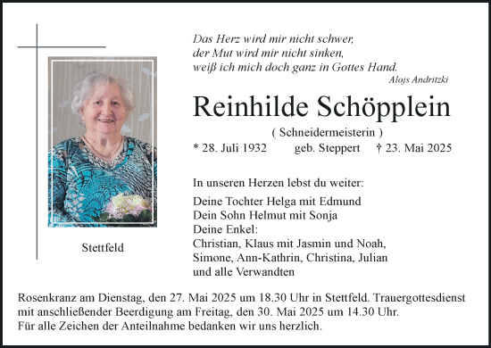 Anzeige von Reinhilde Schöpplein von MGO