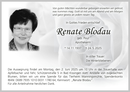 Anzeige von Renate Blodau von MGO