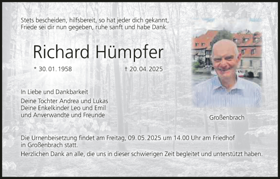 Anzeige von Richard Hümpfer von MGO