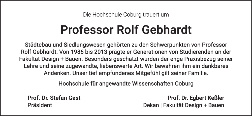  Traueranzeige für Rolf Gebhardt vom 17.05.2025 aus MGO