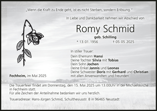 Anzeige von Romy Schmid von MGO