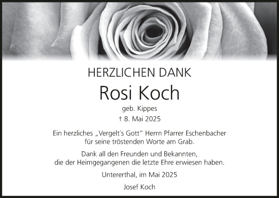 Anzeige von Rosi Koch von MGO