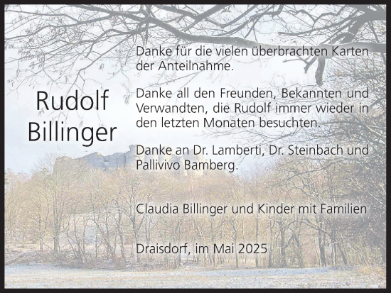 Anzeige von Rudolf Billinger von MGO