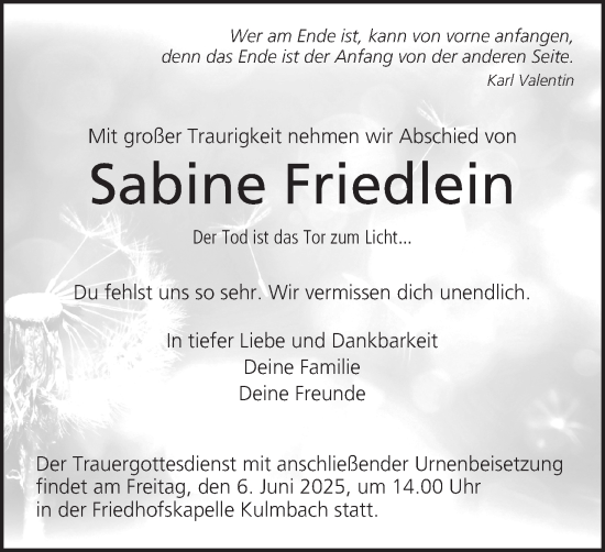 Anzeige von Sabine Friedlein von MGO