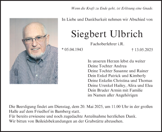 Anzeige von Siegbert Ulbrich von MGO