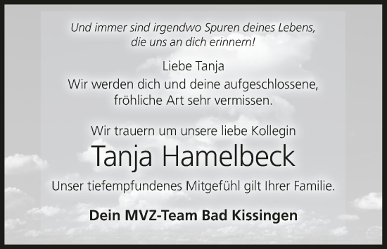 Anzeige von Tanja Hamelbeck von MGO