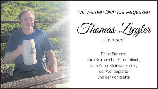 Anzeige von Thomas Ziegler von MGO