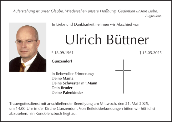 Anzeige von Ulrich Büttner von MGO