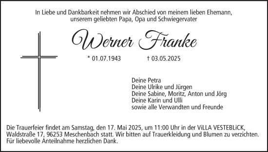 Anzeige von Werner Franke von MGO