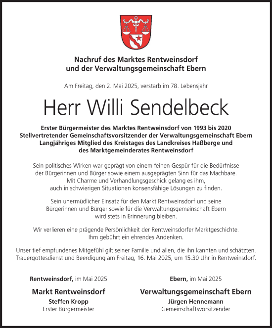 Anzeige von Will Sendelbeck von MGO