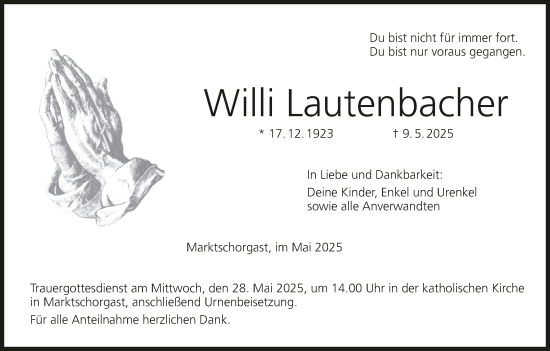 Anzeige von Willi Lautenbacher von MGO