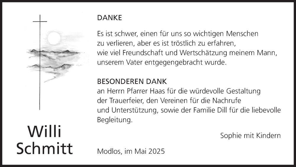  Traueranzeige für Willi Schmitt vom 03.05.2025 aus MGO