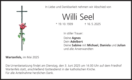 Anzeige von Willi Seel von MGO