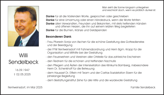 Anzeige von Willi Sendelbeck von MGO