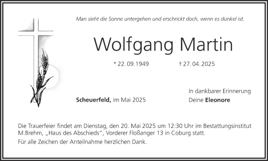 Anzeige von Wolfgang Martin von MGO