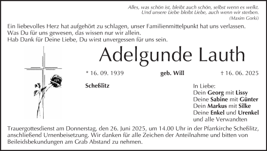 Anzeige von Adelgunde Lauth von MGO