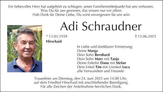 Anzeige von Adi Schraudner von MGO