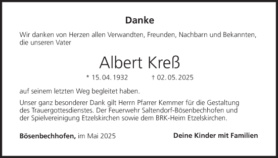 Anzeige von Albert Kreß von MGO