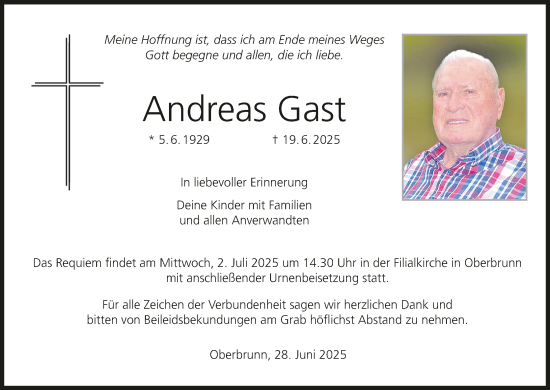 Anzeige von Andreas Gast von MGO