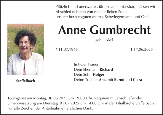 Anzeige von Anne Gumbrecht von MGO