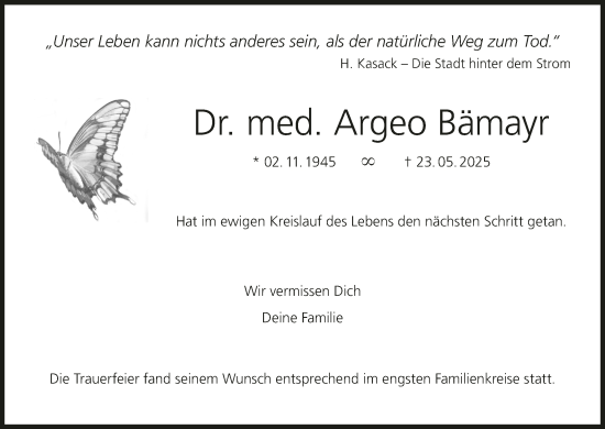 Anzeige von Argeo Bämayr von MGO