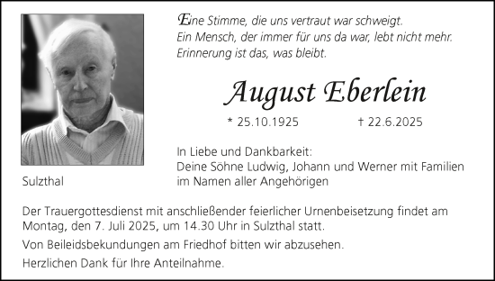 Anzeige von August Eberlein von MGO