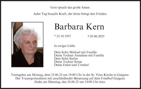 Anzeige von Barbara Kern von MGO