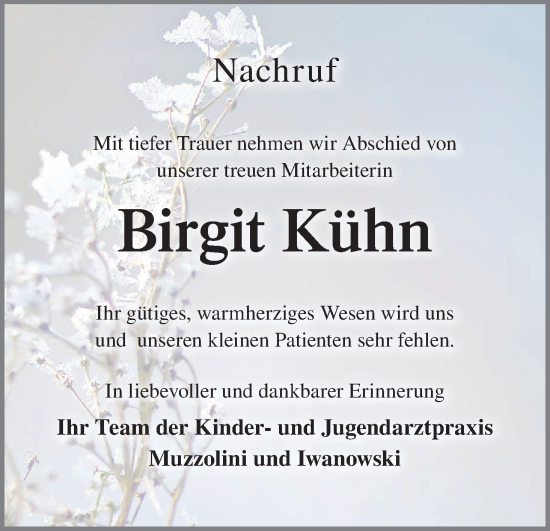 Anzeige von Birgit Kühn von MGO