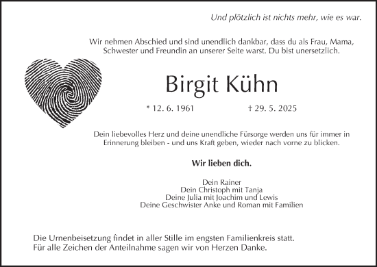 Anzeige von Birgit Kühn von MGO