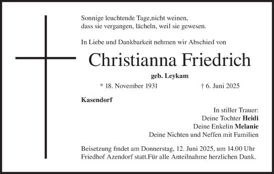 Anzeige von Christianna Friedrich von MGO