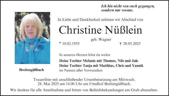 Anzeige von Christine Nüßlein von MGO