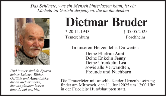 Anzeige von Dietmar Bruder von MGO
