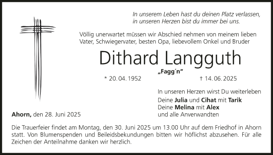 Anzeige von Dithard Langguth von MGO