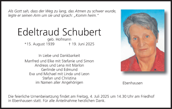 Anzeige von Edeltraud Schubert von MGO
