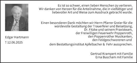 Anzeige von Edgar Hartmann von MGO