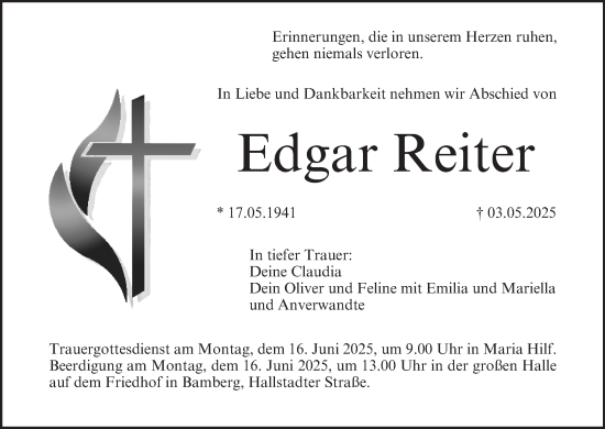 Anzeige von Edgar Reiter von MGO
