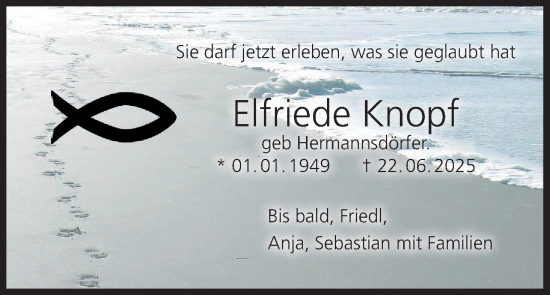 Anzeige von Elfriede Knopf von MGO
