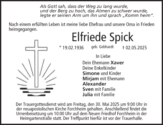 Anzeige von Elfriede Spick von MGO