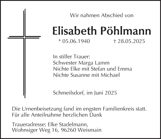 Anzeige von Elisabeth Pöhlmann von MGO