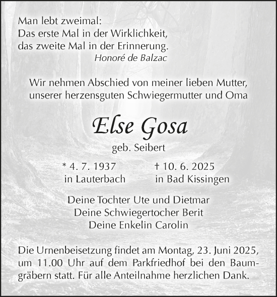 Anzeige von Else Gosa von MGO