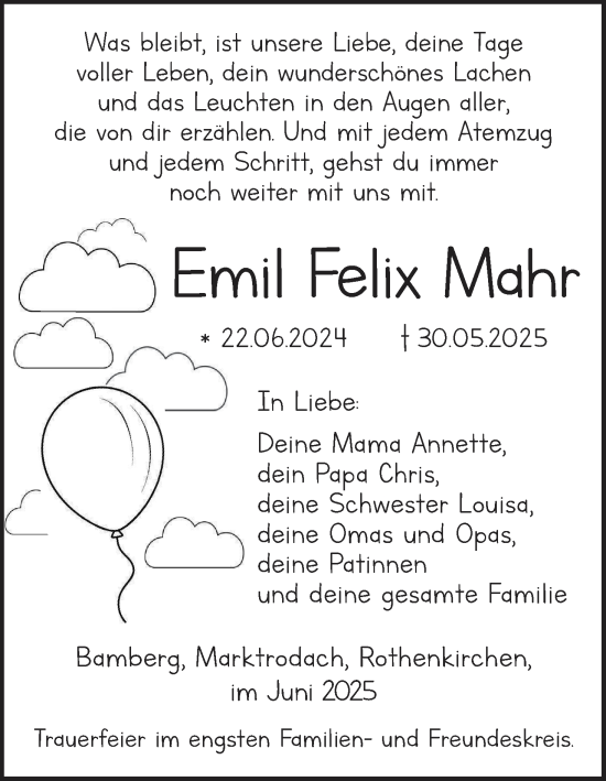 Anzeige von Emil Felix Mahr von MGO