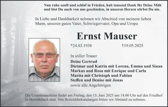 Anzeige von Ernst Mauser von MGO