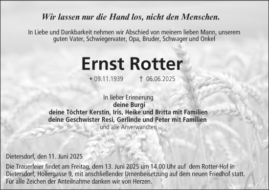 Anzeige von Ernst Rotter von MGO