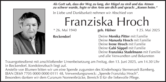 Anzeige von Franziska Hroch von MGO