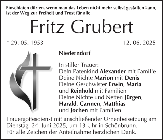 Anzeige von Fritz Grubert von MGO