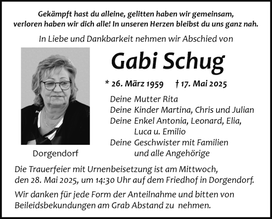 Anzeige von Gabi Schug von MGO