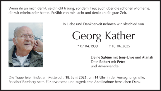 Anzeige von Georg Kather von MGO