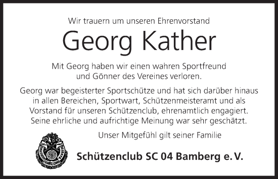 Anzeige von Georg Kather von MGO