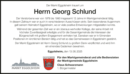 Anzeige von Georg Schlund von MGO