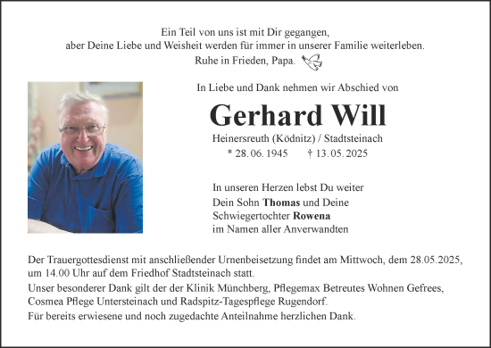 Anzeige von Gerhard Will von MGO